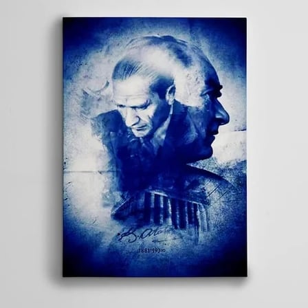 Atatürk Portre Mavi Kanvas Tablo