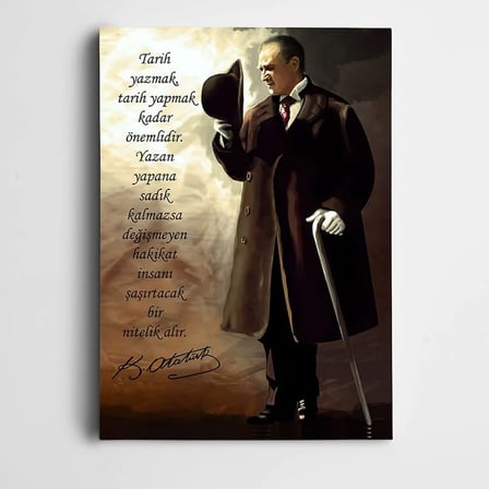 Atatürk Tarih Yazmak Kanvas Tablo