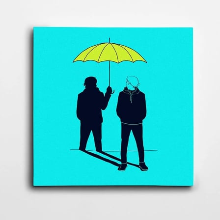 Sarı Şemsiye Minimal Kare Kanvas Tablo