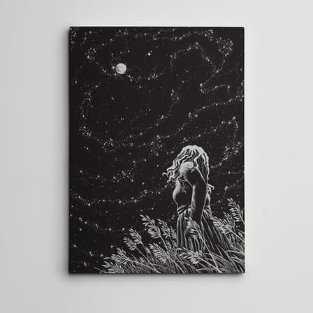 Bir Gece Göğe Bakmak Kanvas Tablo