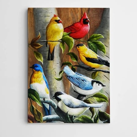 Renkler Kuşlar Modern Sanat Kanvas Tablo