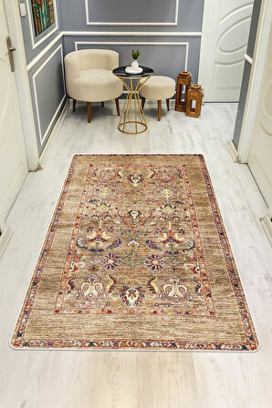 Parlak Kadife Kumaş Dijital Baskı Vintage Desenli Dot Kaymaz Tabanlı Halı H0101