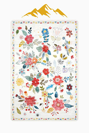 Parlak Kadife Kumaş Dijital Baskı Vintage Desenli Dot Kaymaz Tabanlı Halı H0816