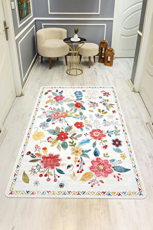 Parlak Kadife Kumaş Dijital Baskı Vintage Desenli Dot Kaymaz Tabanlı Halı H0816