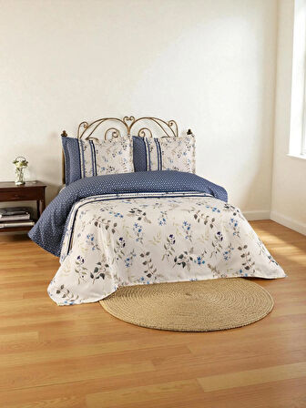 Doğal Keten Kumaş Çift Kişilik Yatak Örtüsü Seti (3 Parça) KETENÇKY0002