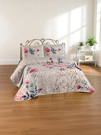 Doğal Keten Kumaş Çift Kişilik Yatak Örtüsü Seti (3 Parça) KETENÇKY0004