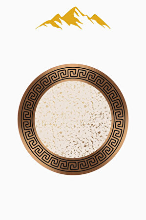  Yuvarlak Dijital Baskı Çerçeveli Modern Desenli Kaymaz Tabanlı Halı H0308