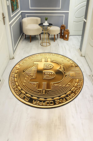  Yuvarlak Dijital Baskı BTC Desenli Dot Kaymaz Tabanlı Halı H0309