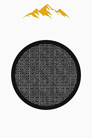  Yuvarlak Dijital Baskı Siyah Modern Desenli Dot Kaymaz Tabanlı Halı H0312