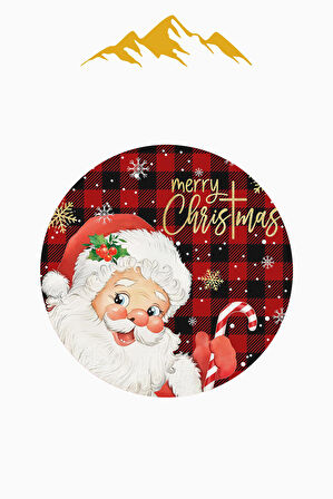 Noel Baba Desenli Yuvarlak Dijital Baskı Kaymaz Tabanlı Halı H0323