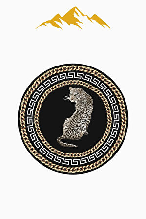 Leopar Modern Desenli Yuvarlak Dijital Baskı Kaymaz Tabanlı Halı H0334