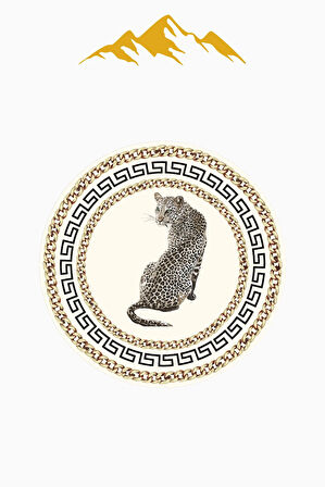 Leopar Modern Desenli Yuvarlak Dijital Baskı Kaymaz Tabanlı Halı H0335