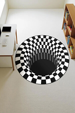 3D Modern Desenli Yuvarlak Dijital Baskı Kaymaz Tabanlı Halı H0336