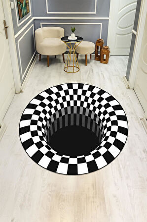 3D Modern Desenli Yuvarlak Dijital Baskı Kaymaz Tabanlı Halı H0336