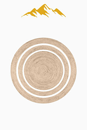 Çerçeveli Hasır Görünümlü Yuvarlak Dijital Baskı Kaymaz Tabanlı Halı H0837