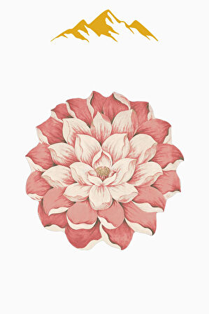 Pembe Lazer Çiçek Desenli Dijital Baskı Kaymaz Tabanlı Halı H0432