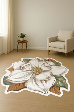 Modern Çiçek Desenli Lazer Kesim Dijital Baskı Kaymaz Tabanlı Halı H0433