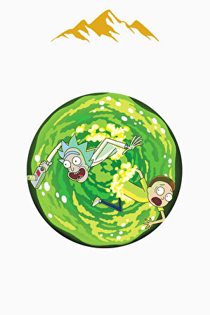 Rick & Morty Figürlü Yuvarlak Dijital Baskı Kaymaz Tabanlı Çocuk ve Genç Odası Halısı H0384