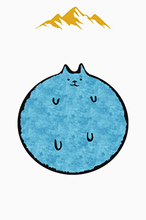 Kedi Desenli Yuvarlak Dijital Baskı Kaymaz Tabanlı Halı H0395