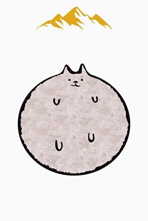 Kedi Desenli Yuvarlak Dijital Baskı Kaymaz Tabanlı Halı H0396