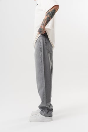 Erkek Washed Baggy Pantolon Açık Gri