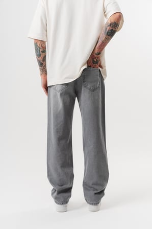 Erkek Washed Baggy Pantolon Açık Gri