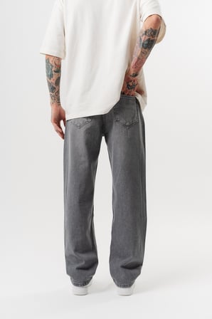 Erkek Washed Baggy Pantolon Koyu Gri
