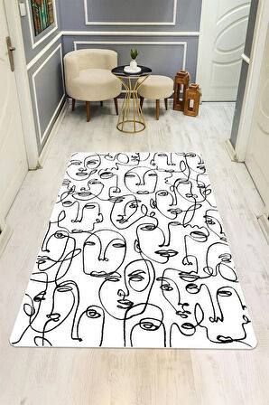 Modern Desenli Dijital Baskı Kaymaz Taban Halı H1124