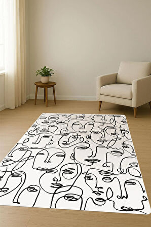 Modern Desenli Dijital Baskı Kaymaz Taban Halı H1124
