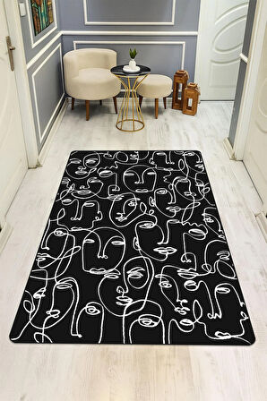 Modern Desenli Dijital Baskı Kaymaz Taban Halı H1125