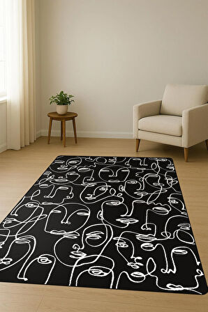 Modern Desenli Dijital Baskı Kaymaz Taban Halı H1125