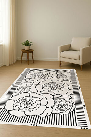 Modern Desenli Dijital Baskı Kaymaz Taban Halı H1103