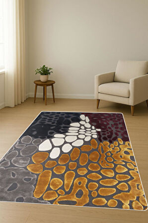 Modern Desenli Dijital Baskı Kaymaz Taban Halı H1112