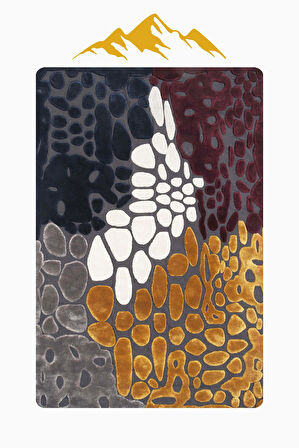 Modern Desenli Dijital Baskı Kaymaz Taban Halı H1112