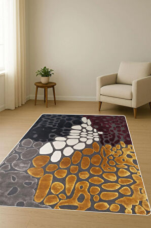 Modern Desenli Dijital Baskı Kaymaz Taban Halı H1112