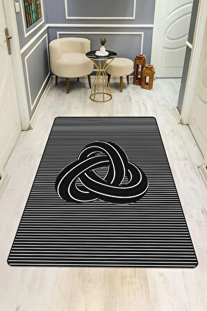 Modern Desenli Dijital Baskı Kaymaz Taban Halı H1113