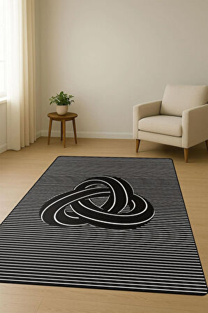 Modern Desenli Dijital Baskı Kaymaz Taban Halı H1113