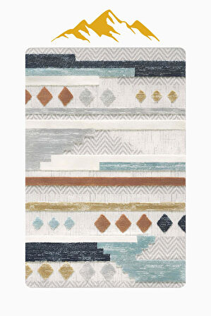 Modern Desenli Dijital Baskı Kaymaz Taban Halı H1114