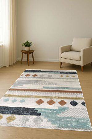 Modern Desenli Dijital Baskı Kaymaz Taban Halı H1114