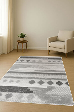 Modern Desenli Dijital Baskı Kaymaz Taban Halı H1115