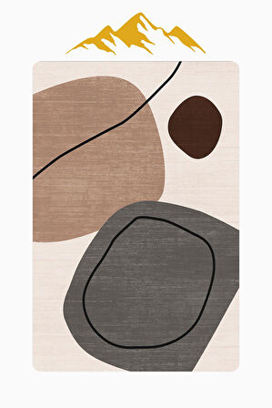 Modern Desenli Dijital Baskı Kaymaz Taban Halı H1116