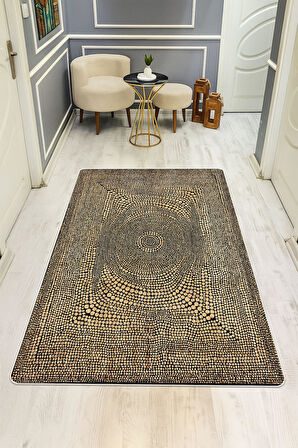 Modern Desenli Dijital Baskı Kaymaz Taban Halı H1119