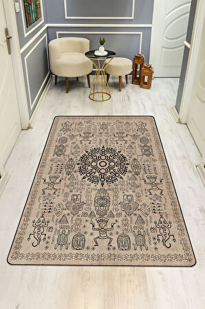 Modern Desenli Dijital Baskı Kaymaz Taban Halı H1091