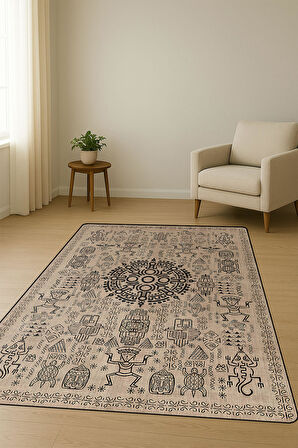 Modern Desenli Dijital Baskı Kaymaz Taban Halı H1091