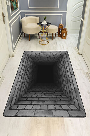 Modern Desenli Dijital Baskı Kaymaz Taban Halı H1095