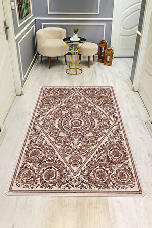 Modern Desenli Dijital Baskı Kaymaz Taban Halı H1096