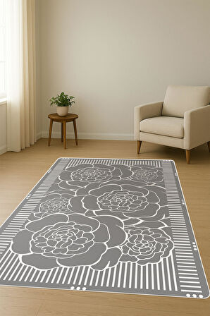 Modern Desenli Dijital Baskı Kaymaz Taban Halı H1102