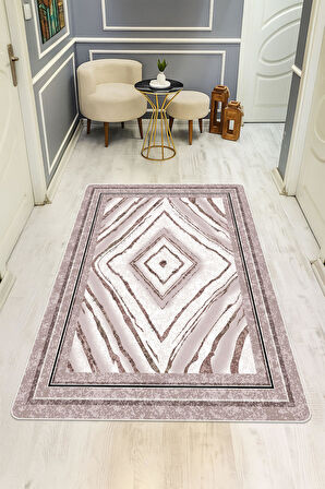 Modern Desenli Dijital Baskı Kaymaz Taban Halı H1059