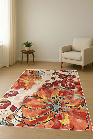 Modern Desenli Dijital Baskı Kaymaz Taban Halı H1083
