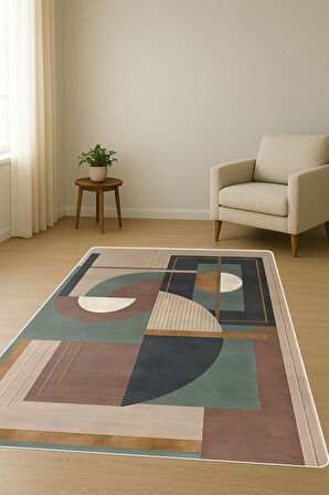 Modern Desenli Dijital Baskı Kaymaz Taban Halı H1085
